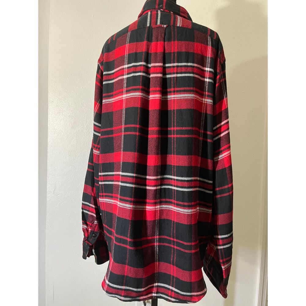 RALPH LAUREN Plaid Flannel Shirt Red Black Long Sleeve Collared Men Size L - Picture 2 of 7